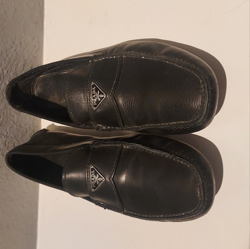 Prada Black Loafers Slip-On Minimalist Design - Picture 3 of 13